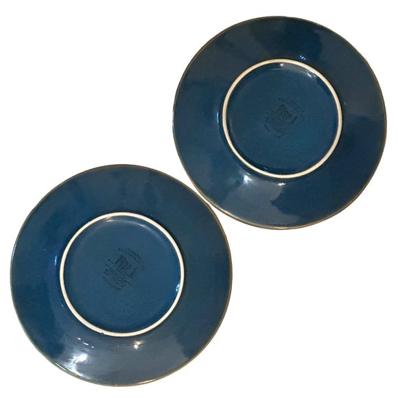 Set of 2 Pier 1 TUNISIA 8 1/2" Blue with Tan Scroll Lunch/Salad Plates - Picture 3 of 8